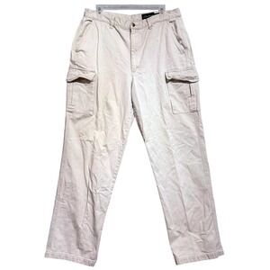 Eddie Bauer Mens Cargo Pants 36x34 Khaki Cotton Twill Straight Leg Outdoor